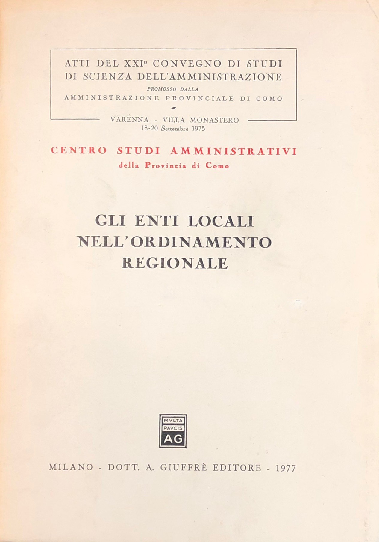 Gli enti locali nell'ordinamento regionale