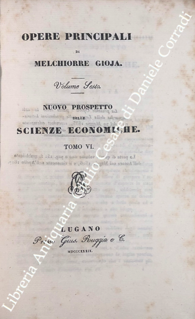 Opere principali. Nuovo prospetto delle scienze economiche