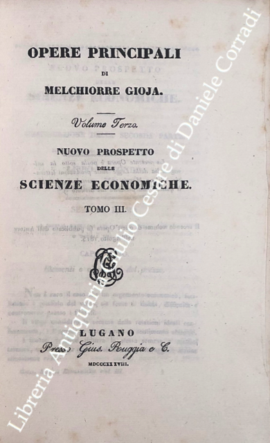 Opere principali. Nuovo prospetto delle scienze economiche