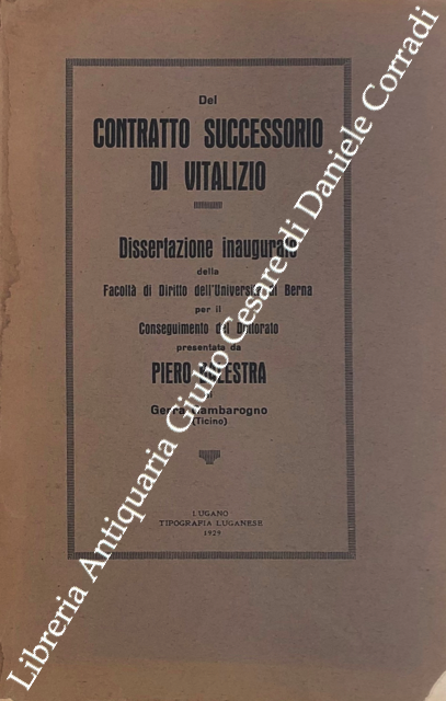 Del contratto successorio di vitalizio