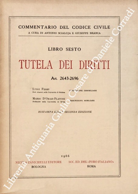 Trascrizione immobiliare (Ferri). Trascrizione mobiliare (D'Orazi Flavoni). Art. 2643-2696