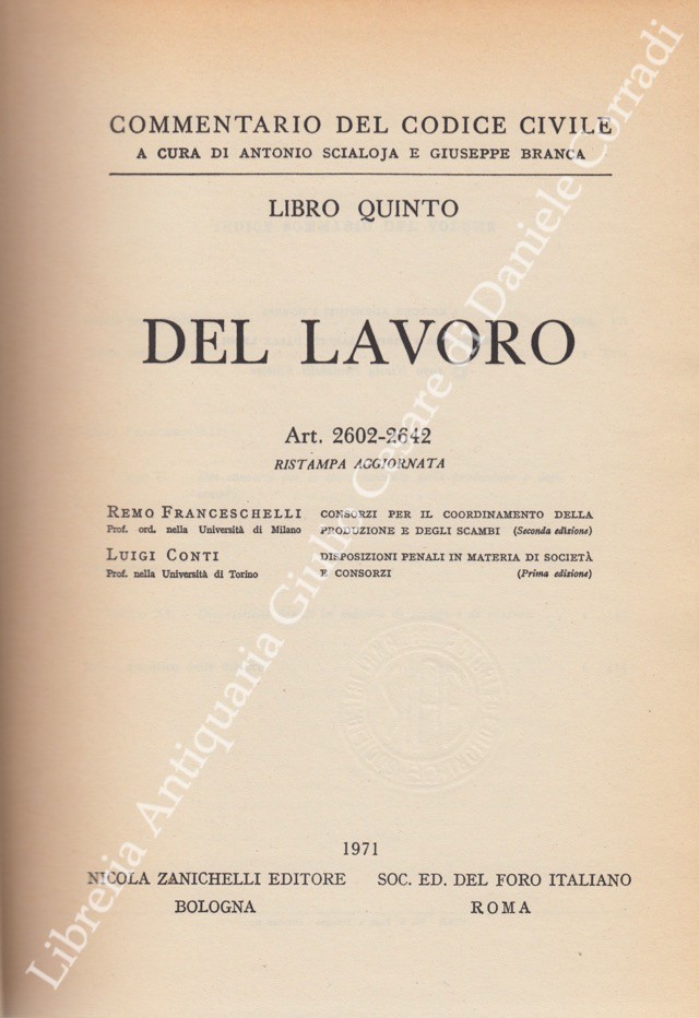 Del lavoro. Art. 2602-2642