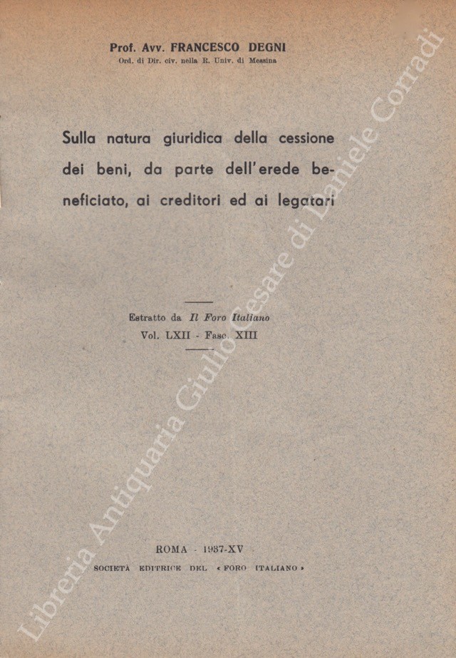 Sulla natura giuridica della cessione dei beni