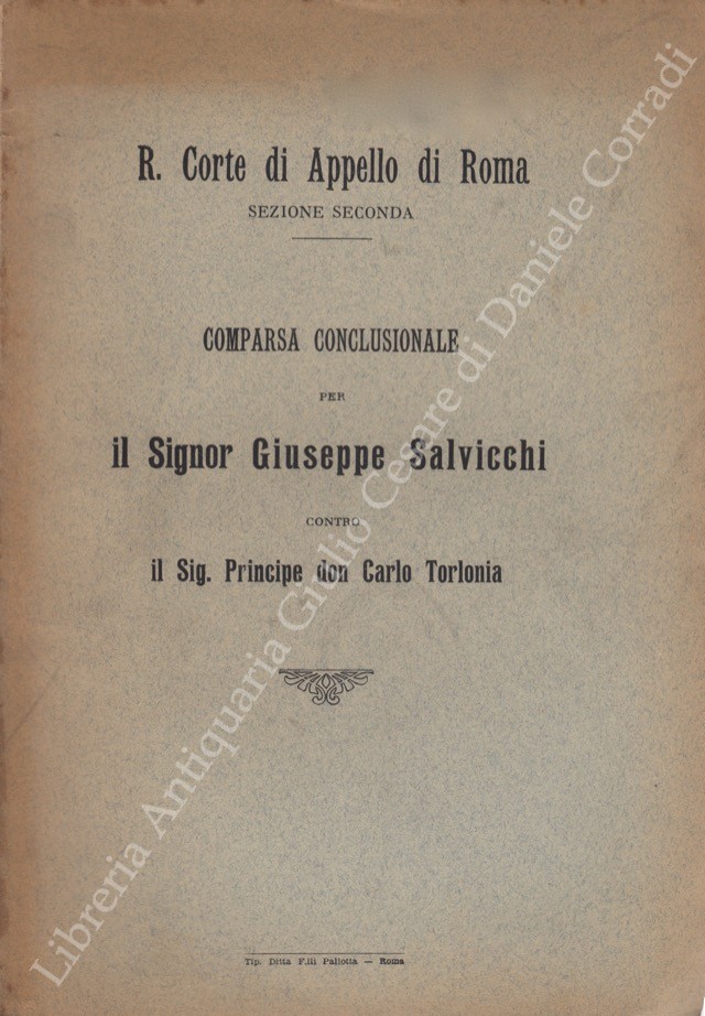 Comparsa conclusionale per il signor Giuseppe Salvicchi 