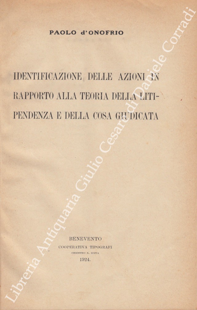 Identificazione delle azioni in rapporto alla teoria della litipendenza e della cosa giudicata
