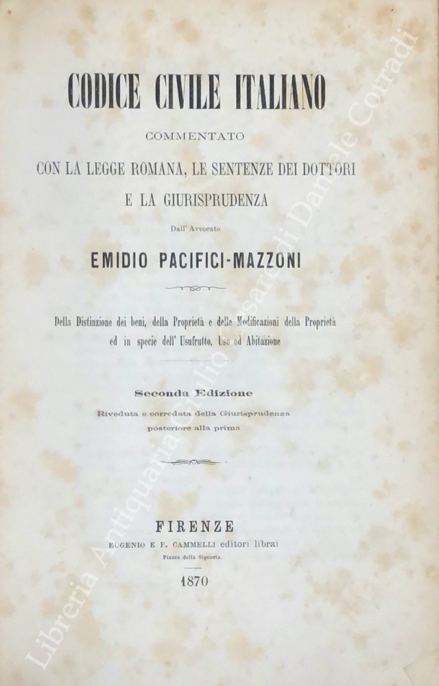 Codice civile italiano commentato con la legge romana