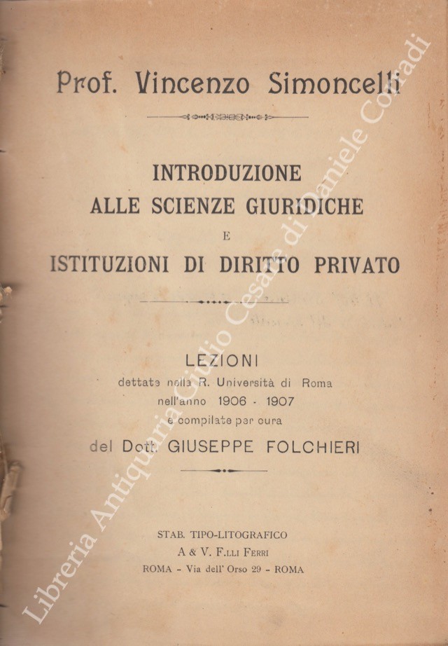 Introduzione alle scienze giuridiche e istituzioni di diritto civile