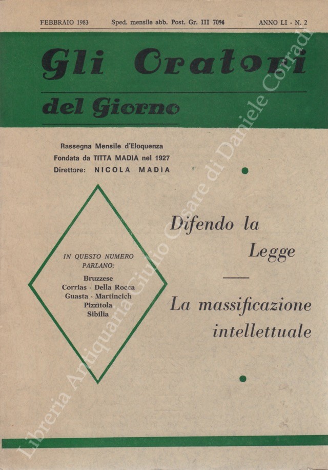 Gli oratori del giorno. Rassegna mensile d'eloquenza. Anno LI - Numero 2. Febbraio 1983
