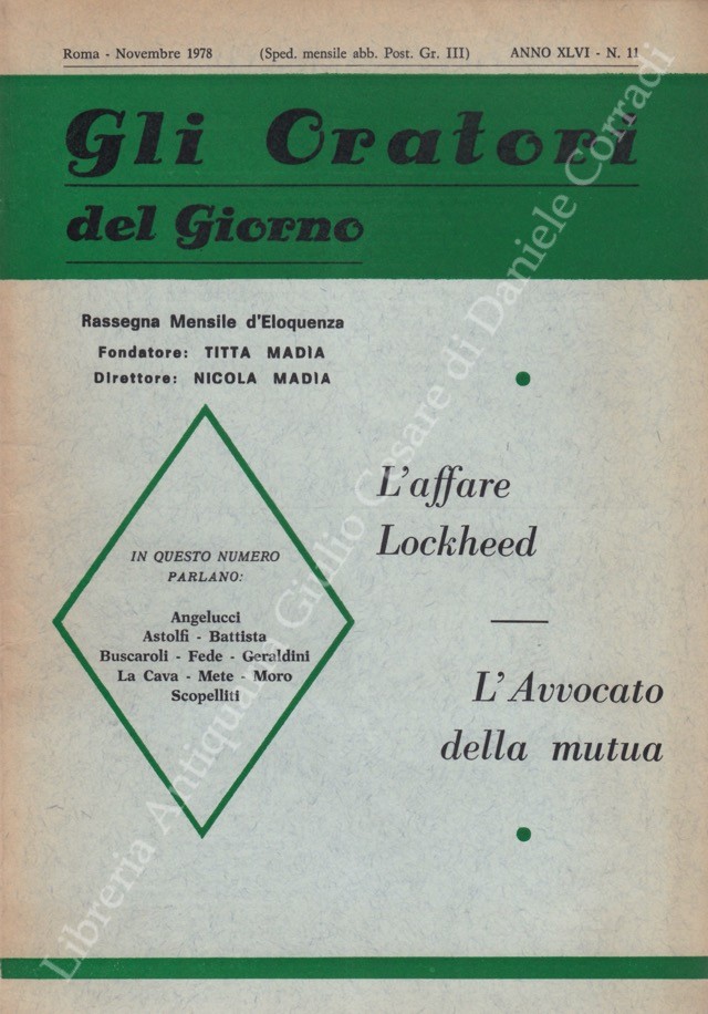 Gli oratori del giorno. Rassegna mensile d'eloquenza. Anno XLVI - Numero 11. Novembre 1978