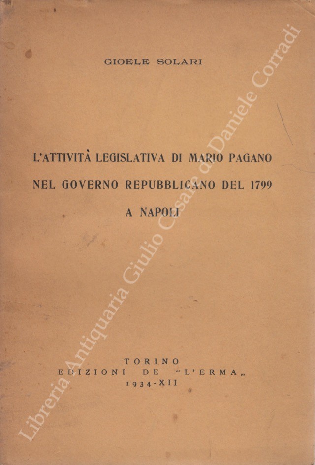 L'attività legislativa di Mario Pagano nel governo repubblicano del 1799 a Napoli