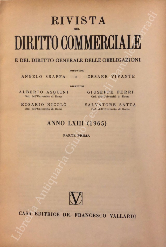 Rivista del Diritto Commerciale e del diritto generale delle obbligazioni