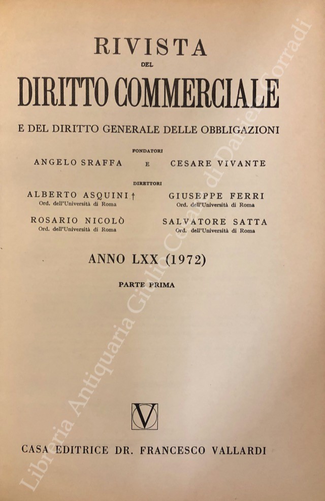 Rivista del Diritto Commerciale e del diritto generale delle obbligazioni