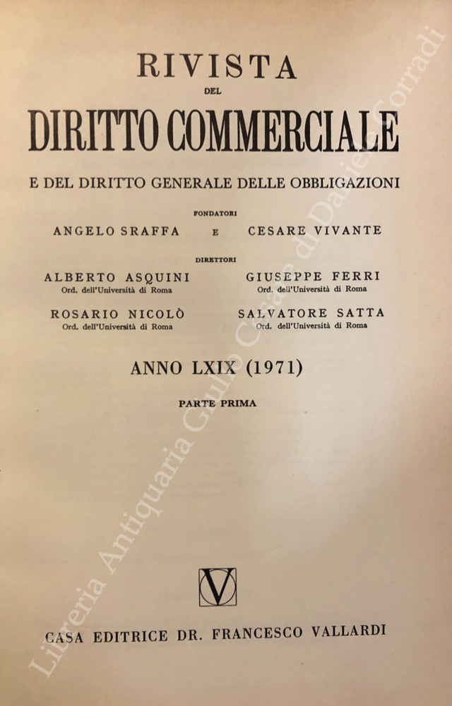 Rivista del Diritto Commerciale e del diritto generale delle obbligazioni
