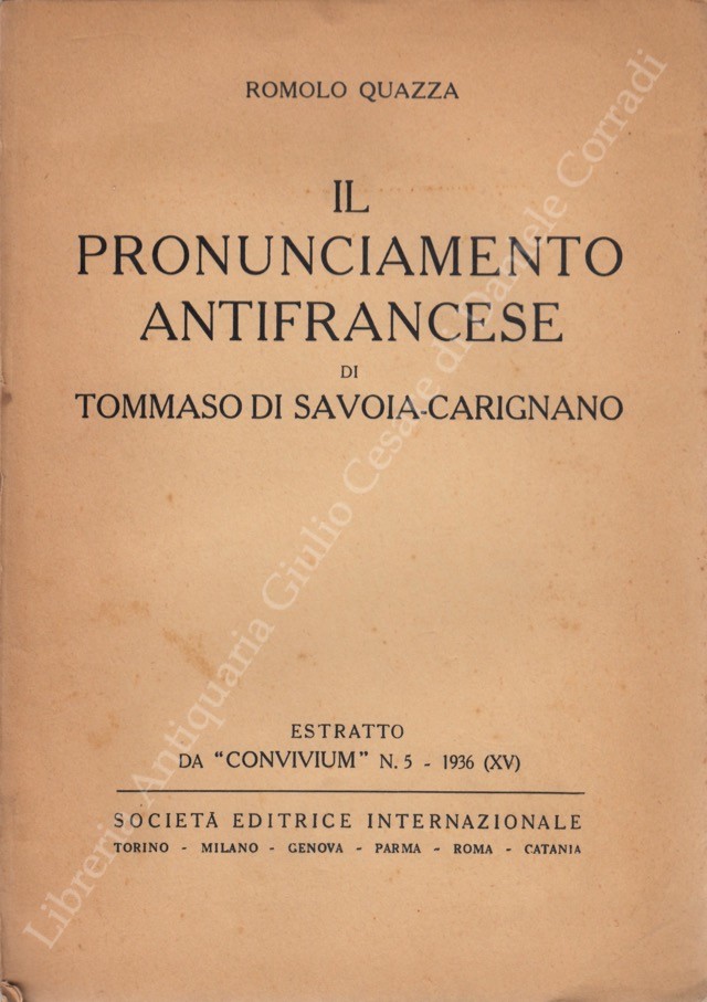 Il pronunciamento antifrancese di Tommaso di Savoia-Carignano