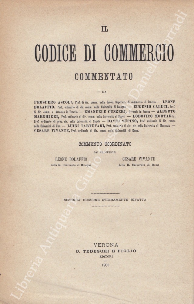 Il Codice di Commercio Commentato