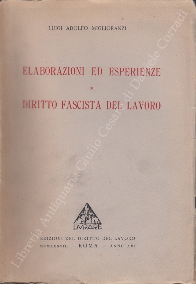 Elaborazioni ed esperienze di diritto fascista del lavoro