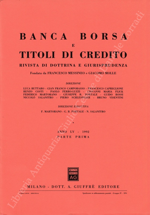 Banca borsa e titoli di credito. Rivista di Dottrina e Giurisprudenza