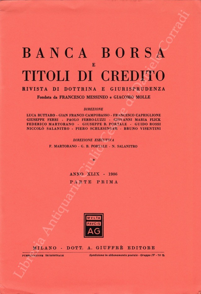 Banca borsa e titoli di credito. Rivista di Dottrina e Giurisprudenza