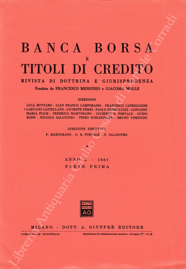 Banca borsa e titoli di credito. Rivista di Dottrina e Giurisprudenza