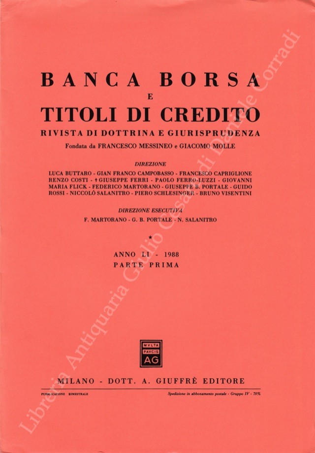 Banca borsa e titoli di credito. Rivista di Dottrina e Giurisprudenza