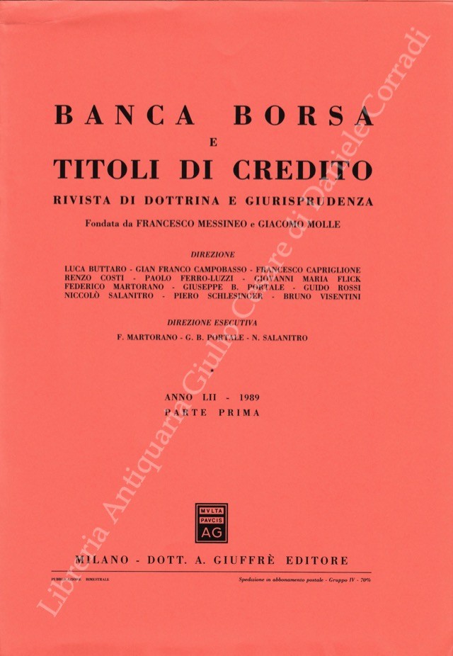 Banca borsa e titoli di credito. Rivista di Dottrina e Giurisprudenza