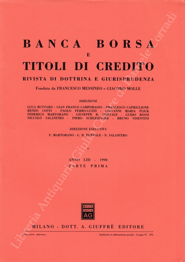 Banca borsa e titoli di credito. Rivista di Dottrina e Giurisprudenza