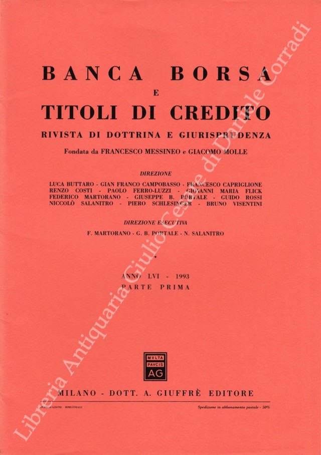 Banca borsa e titoli di credito. Rivista di Dottrina e Giurisprudenza