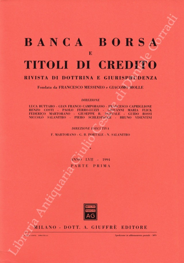 Banca borsa e titoli di credito. Rivista di Dottrina e Giurisprudenza