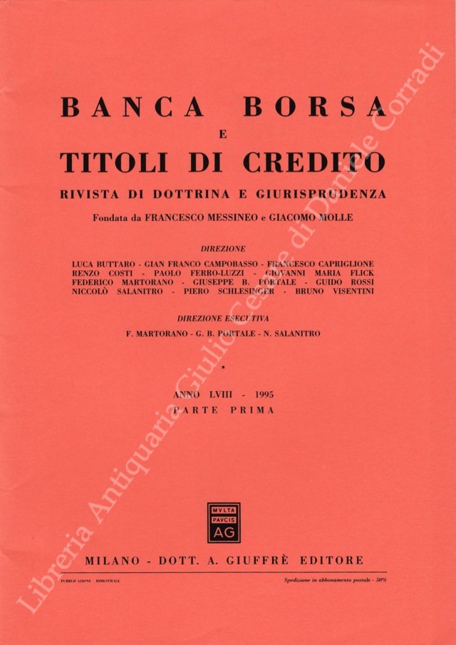 Banca borsa e titoli di credito. Rivista di Dottrina e Giurisprudenza