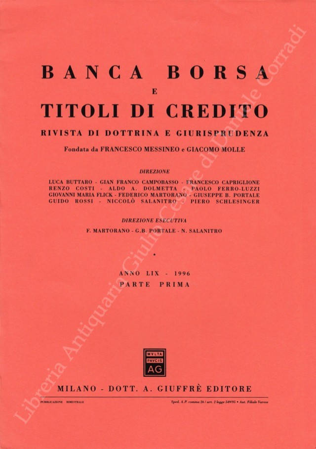 Banca borsa e titoli di credito. Rivista di Dottrina e Giurisprudenza