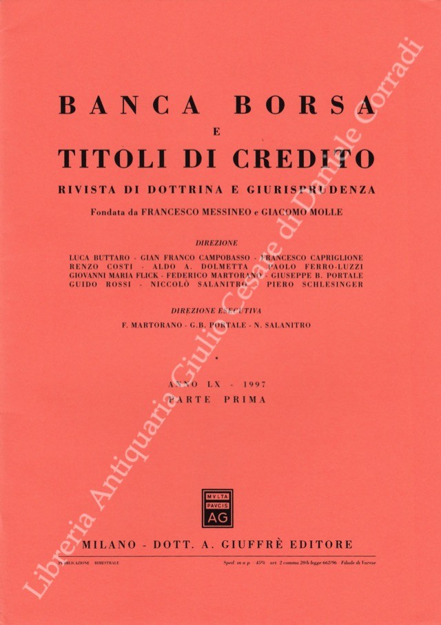 Banca borsa e titoli di credito. Rivista di Dottrina e Giurisprudenza