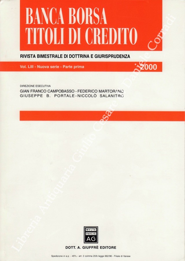 Banca borsa e titoli di credito. Rivista di Dottrina e Giurisprudenza
