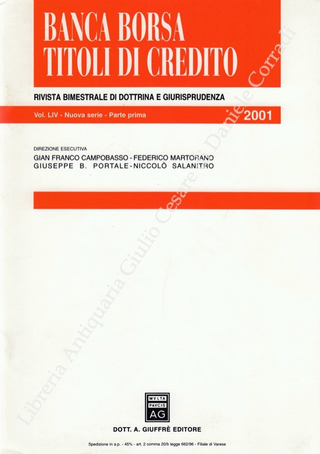 Banca borsa e titoli di credito. Rivista di Dottrina e Giurisprudenza