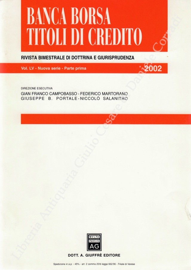 Banca borsa e titoli di credito. Rivista di Dottrina e Giurisprudenza