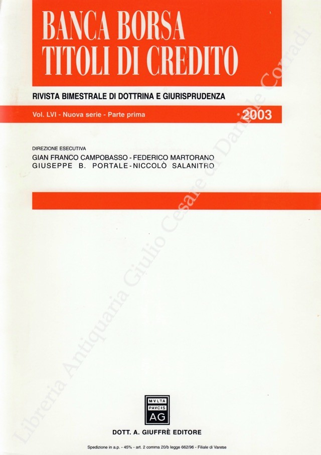 Banca borsa e titoli di credito. Rivista di Dottrina e Giurisprudenza
