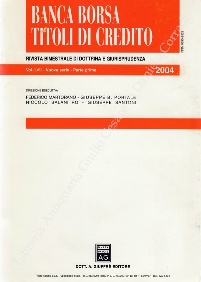 Banca borsa e titoli di credito. Rivista di Dottrina e Giurisprudenza