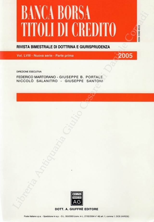 Banca borsa e titoli di credito. Rivista di Dottrina e Giurisprudenza