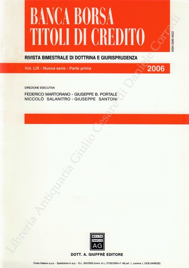 Banca borsa e titoli di credito. Rivista di Dottrina e Giurisprudenza