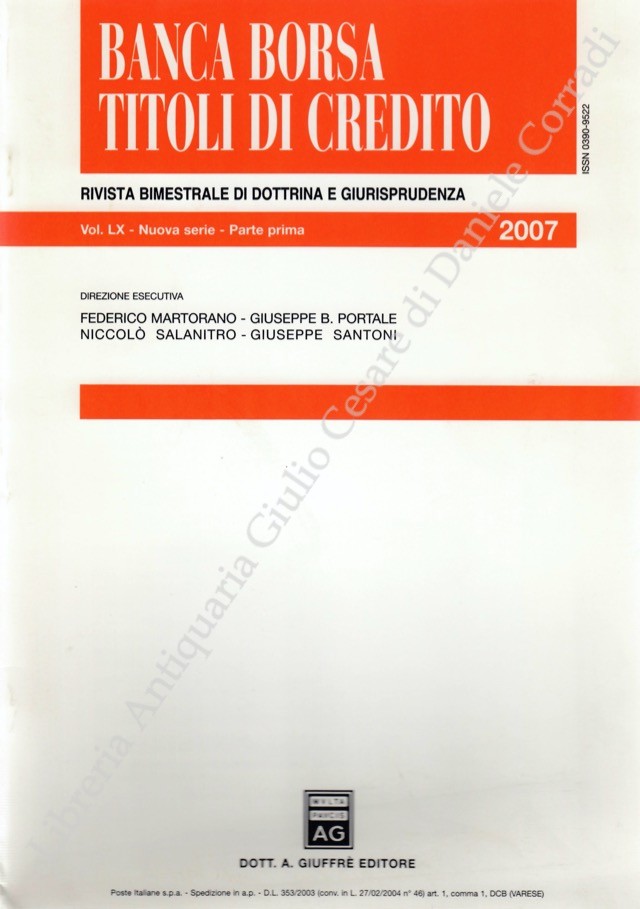Banca borsa e titoli di credito. Rivista di Dottrina e Giurisprudenza