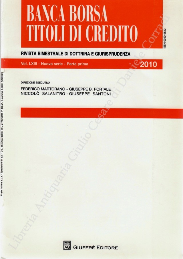 Banca borsa e titoli di credito. Rivista di Dottrina e Giurisprudenza