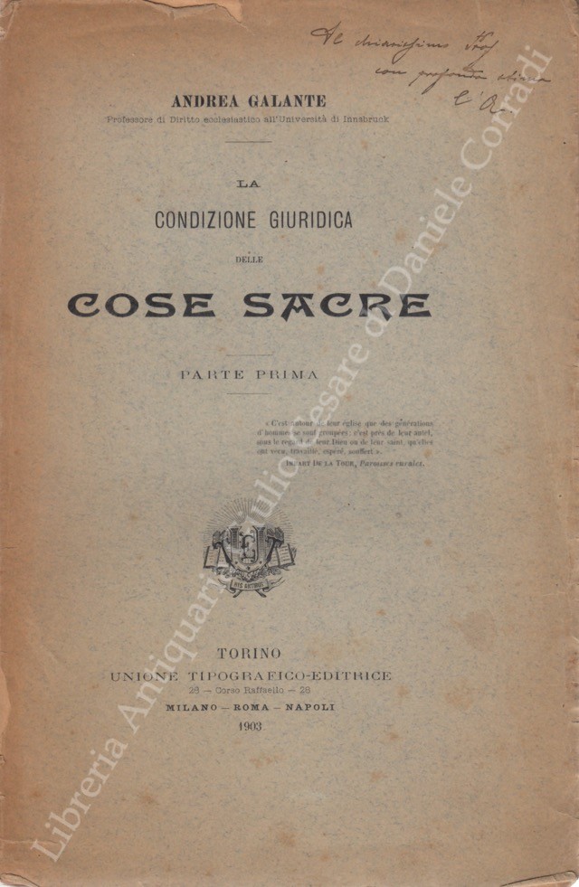 La condizione giuridica delle cose sacre