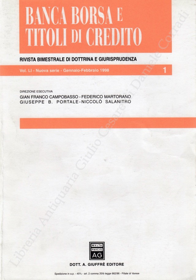 Banca borsa e titoli di credito. Rivista di Dottrina e Giurisprudenza