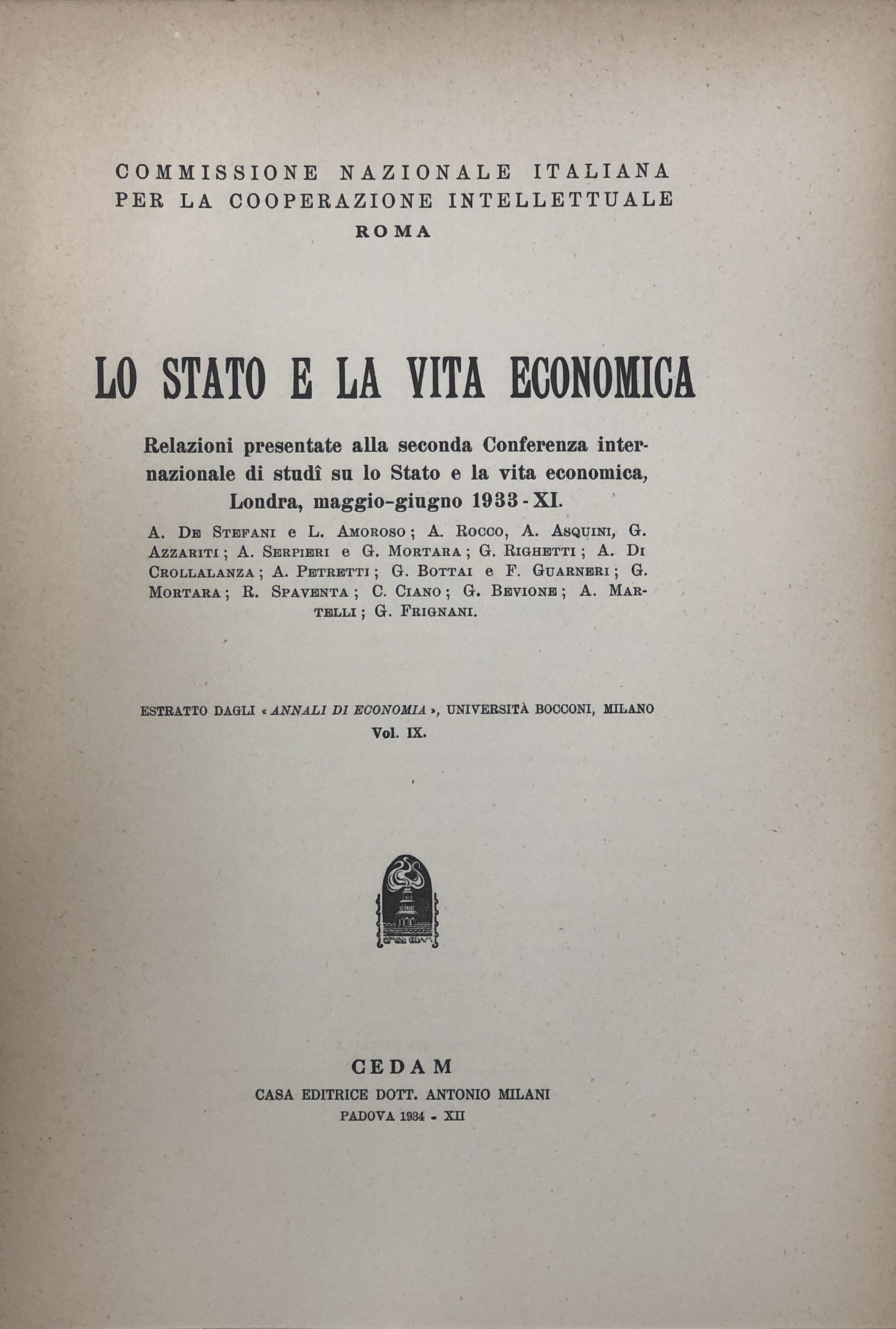 Lo Stato e la vita economica