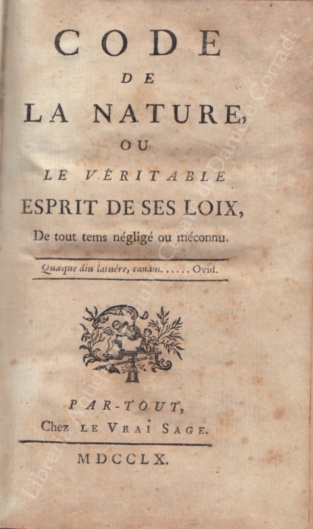 Code de la nature ou le veritable esprit de ses loix