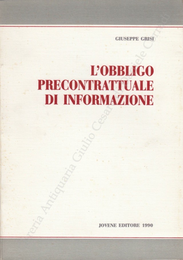 L'obbligo precontrattuale di informazione
