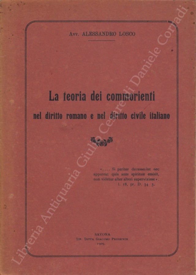 La teoria dei commorienti nel diritto romano e nel diritto civile italiano