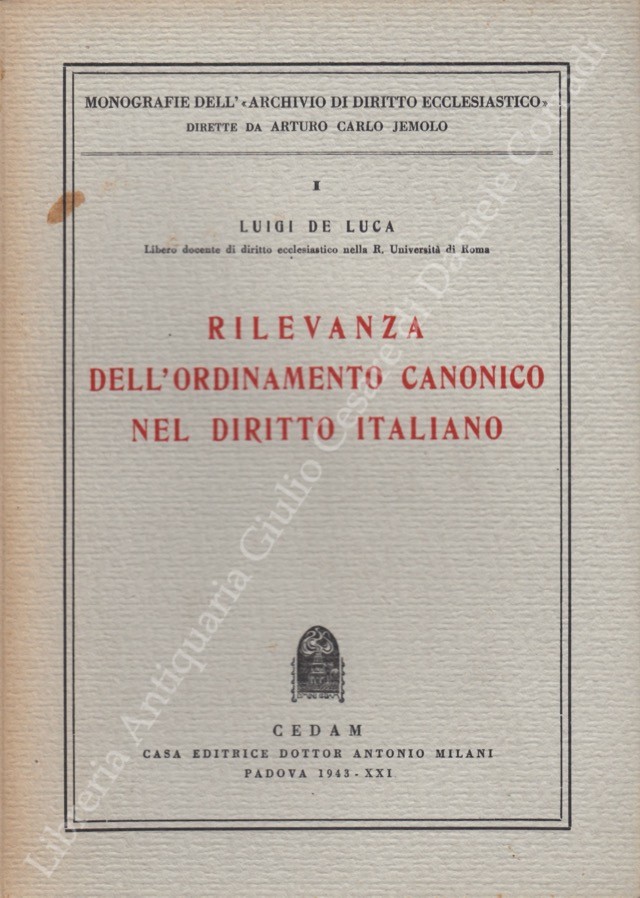 Rilevanza dell'ordinamento canonico nel diritto italiano