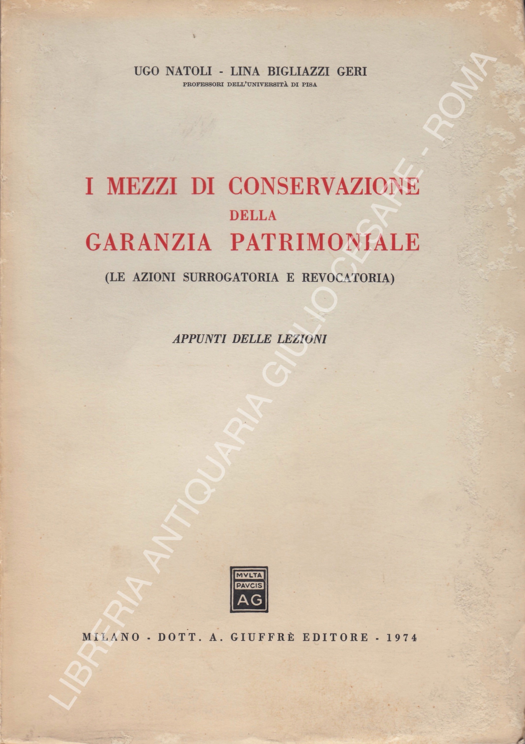 I mezzi di conservazione della garanzia patrimoniale
