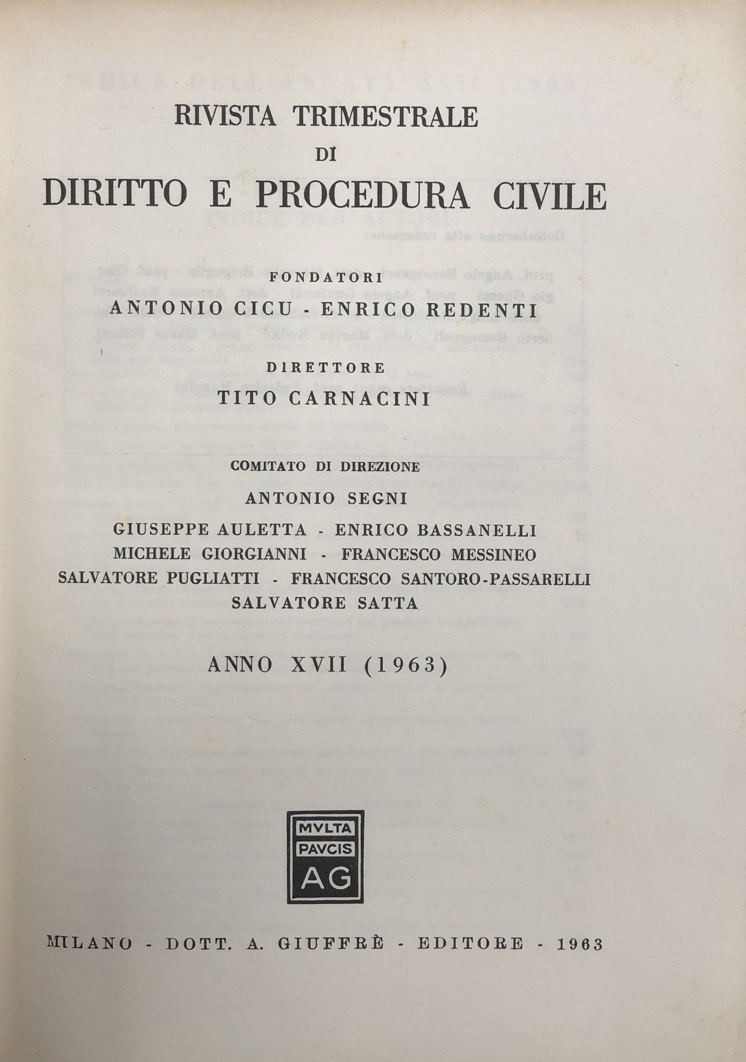Rivista trimestrale di diritto e procedura civile