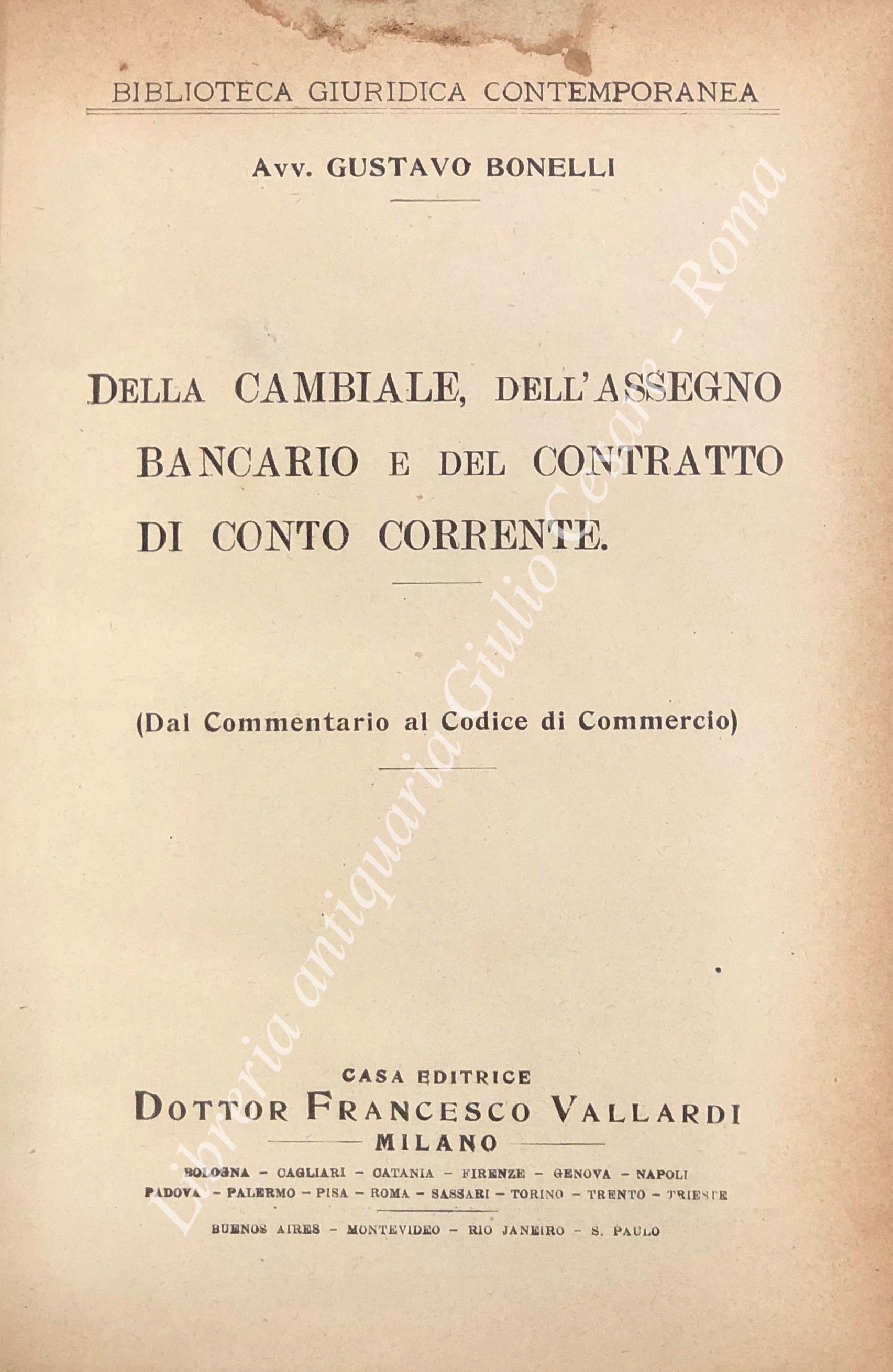 Della cambiale dell'assegno bancario